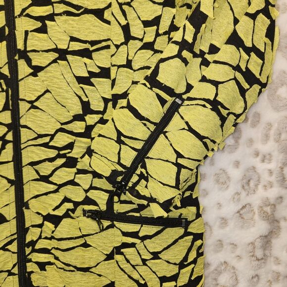 Berek Zippered Jacket w/Lime Yellow Laser Cut Applique MEDIUM Wearable Art*Rare - Picture 4 of 8